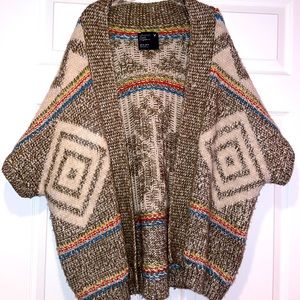 Batwing Style Tribal Print Cardigan